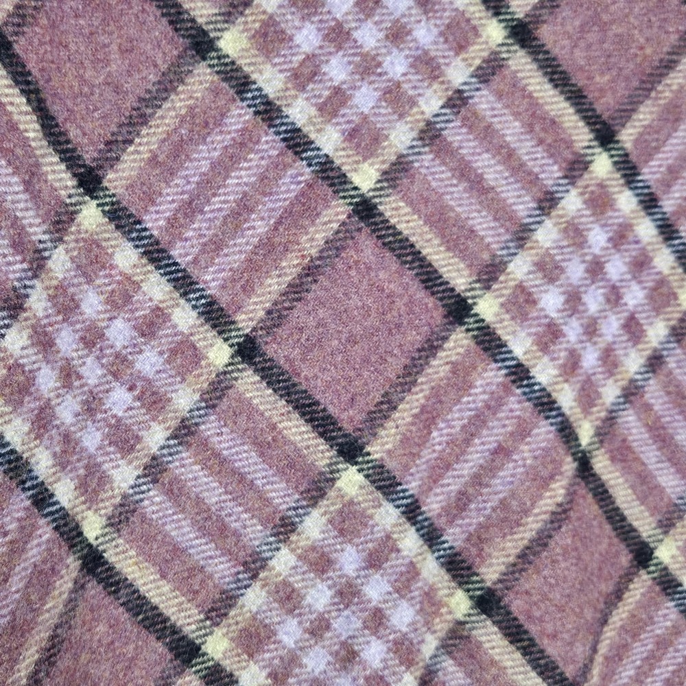 Talbots Wool Blend Plaid Mini Skirt 6 Purple Pink Check A-Line Preppy Academia - Picture 4 of 8
